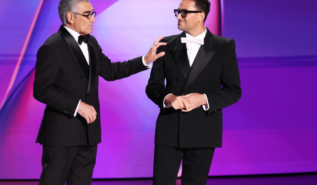 Eugene and Dan Levy get 2024 Emmys started with a monologue that is Canadian nice